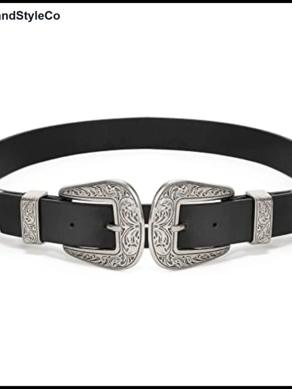 Vintage Double Buckle Western Belt PU Leather Cowgirl Accessory Rodeo
